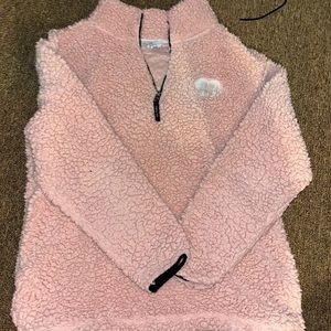 Ivory Ella Sherpa Half Zip Sweatshirt.